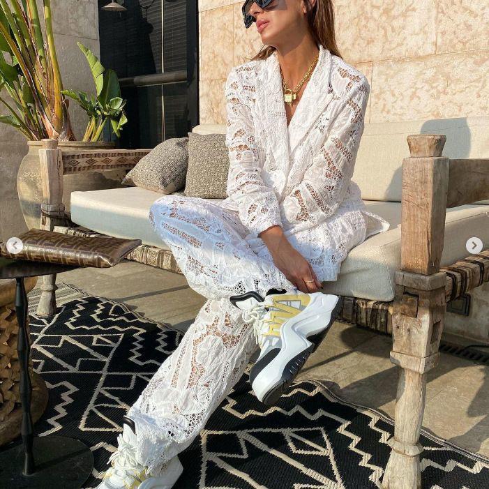 Lace Blazer and Pants Set