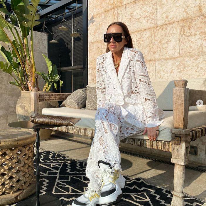 Lace Blazer and Pants Set