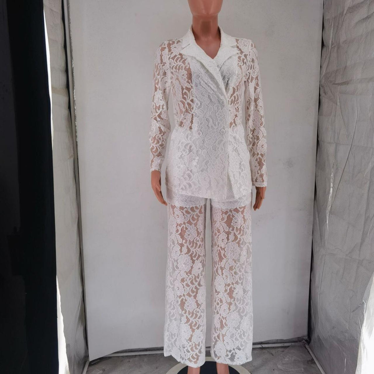 Lace Blazer and Pants Set