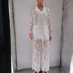 Lace Blazer and Pants Set