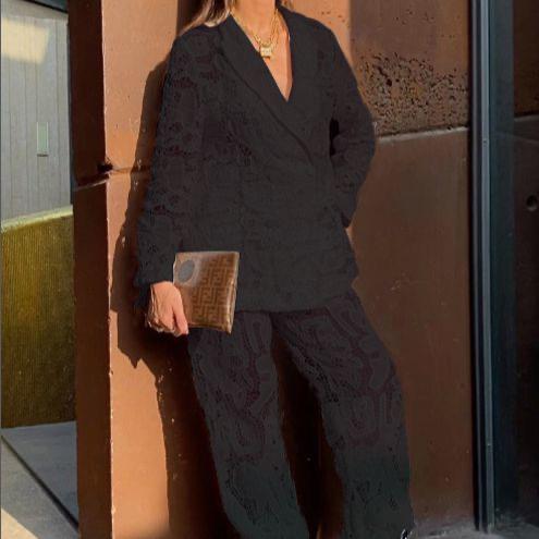 Lace Blazer and Pants Set