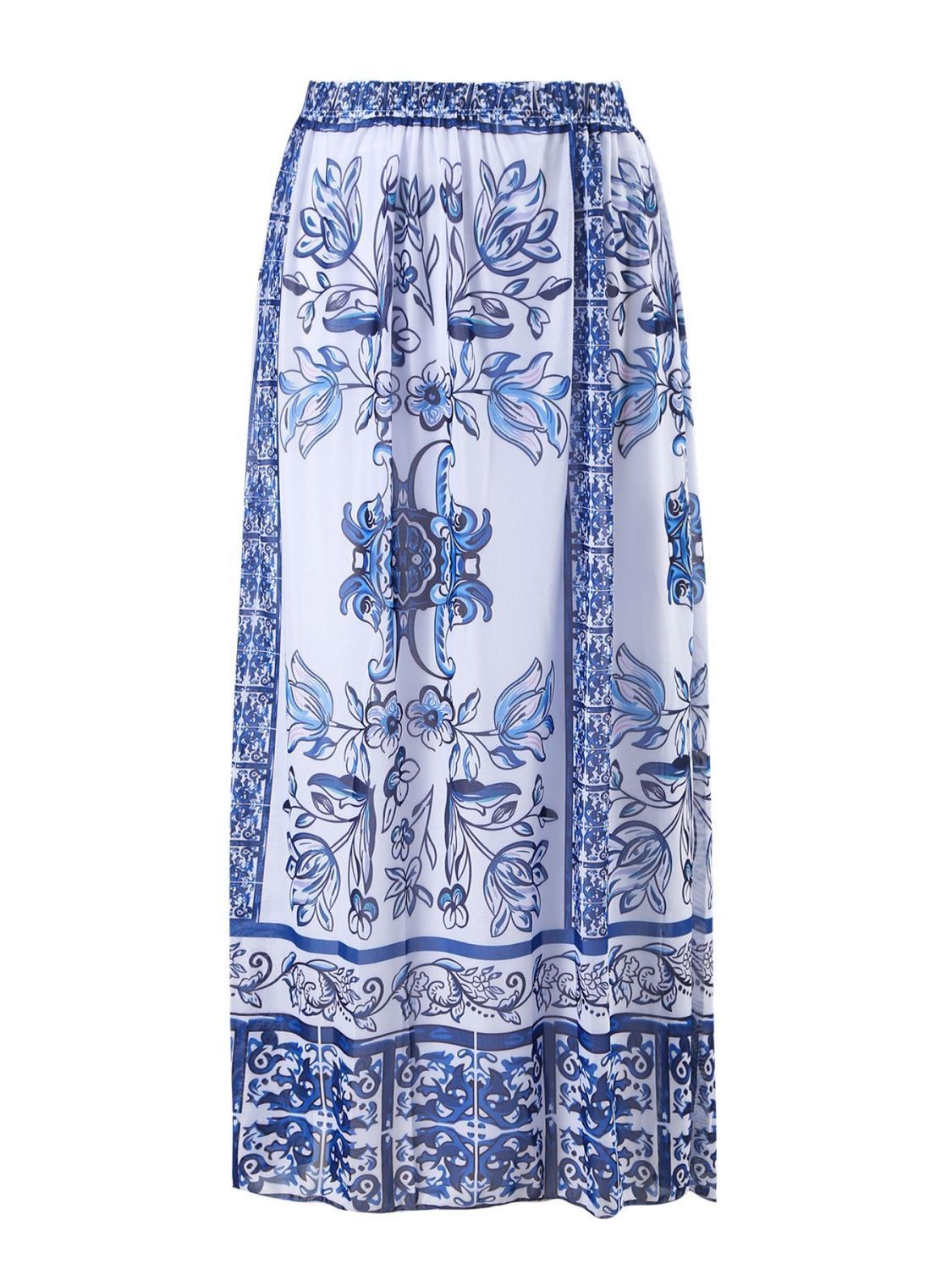 Printed Swimsuit and Maxi Skirt Set