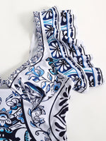 Printed Swimsuit and Maxi Skirt Set