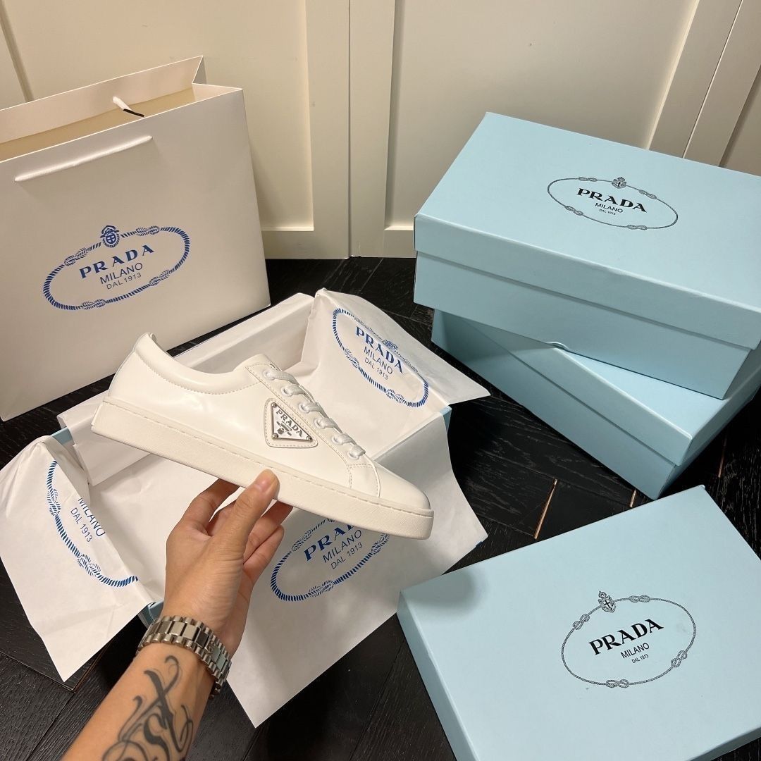 Prada Brushed Leather Sneakers