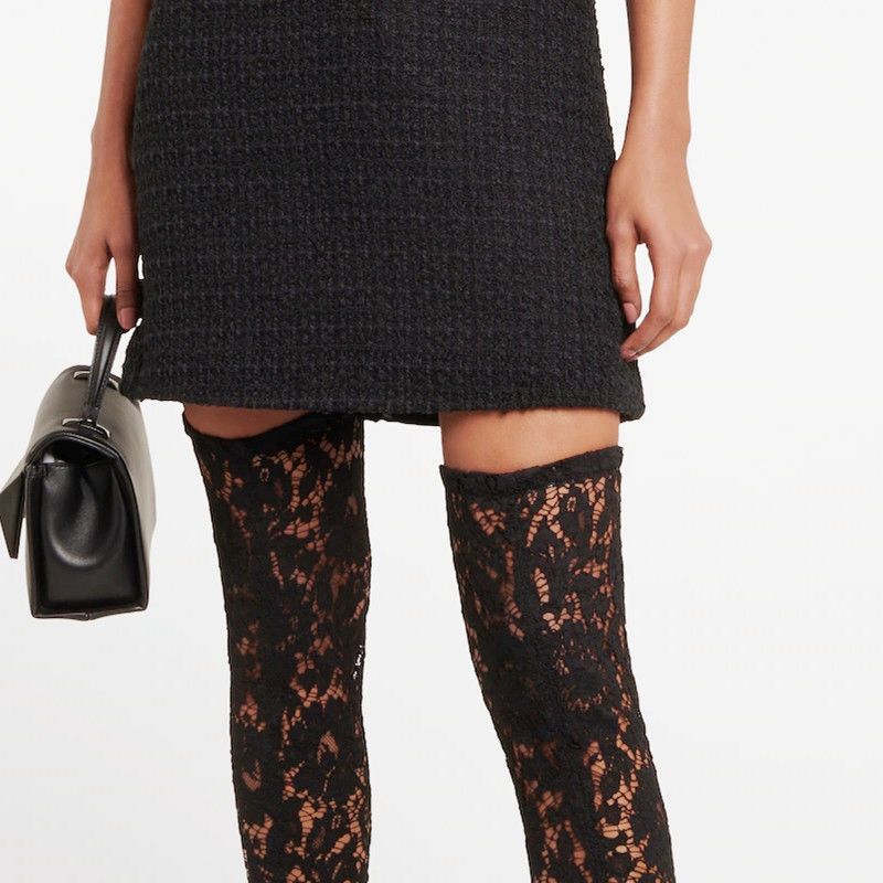 Black Lace Over-the-Knee Boots