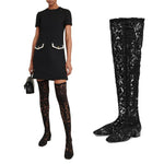 Black Lace Over-the-Knee Boots