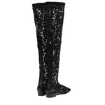Black Lace Over-the-Knee Boots