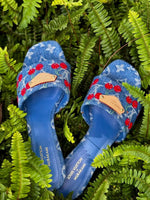 slip-on heels adorned with cherry embroider