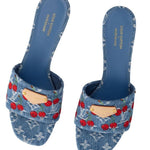 slip-on heels adorned with cherry embroider