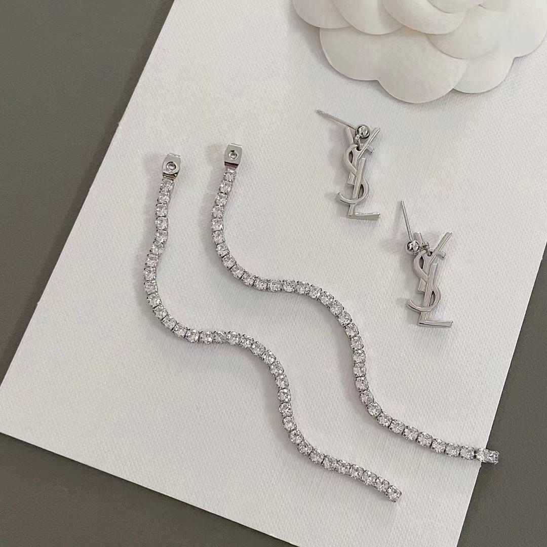 YSL Sparkling Crystal Drop Earrings