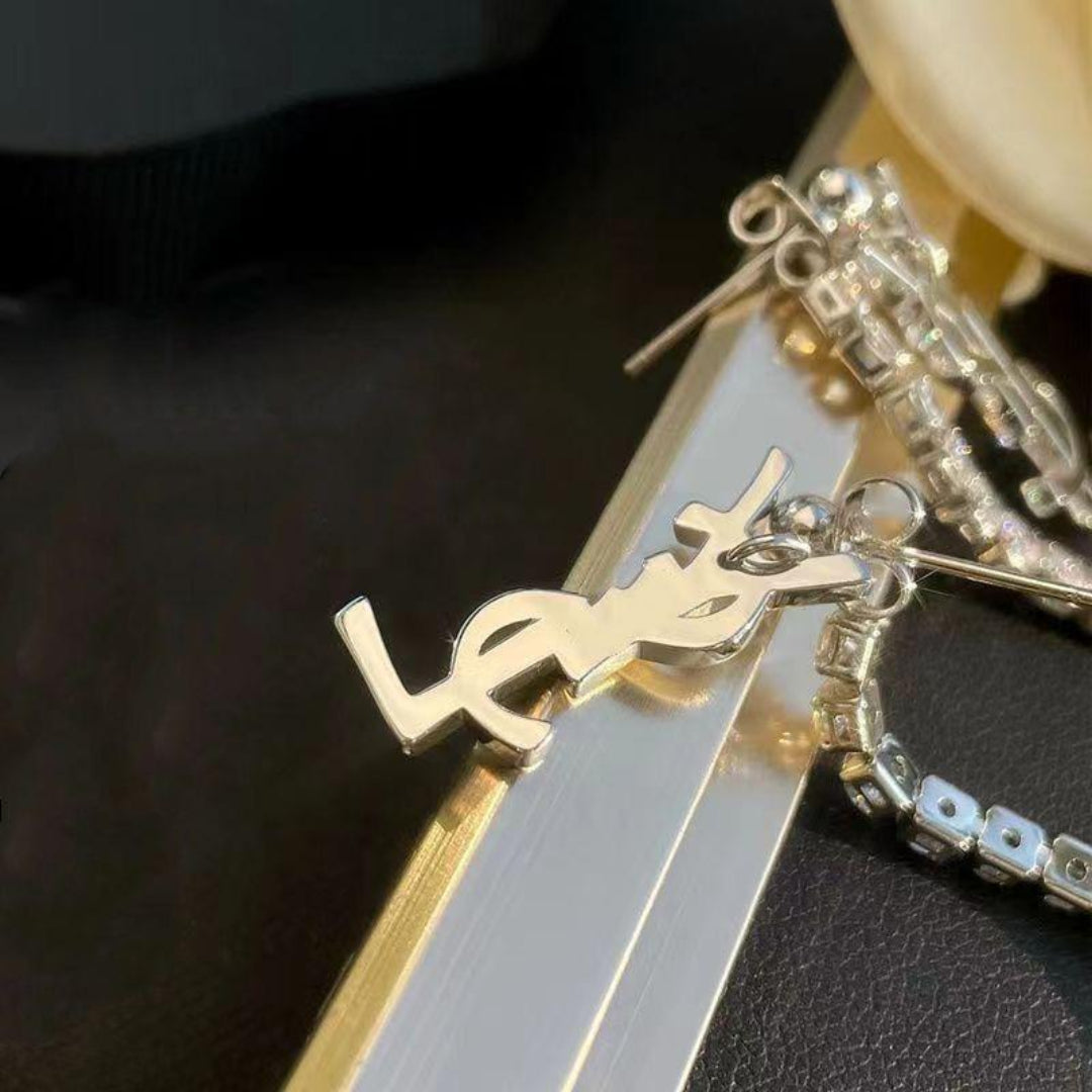 YSL Sparkling Crystal Drop Earrings