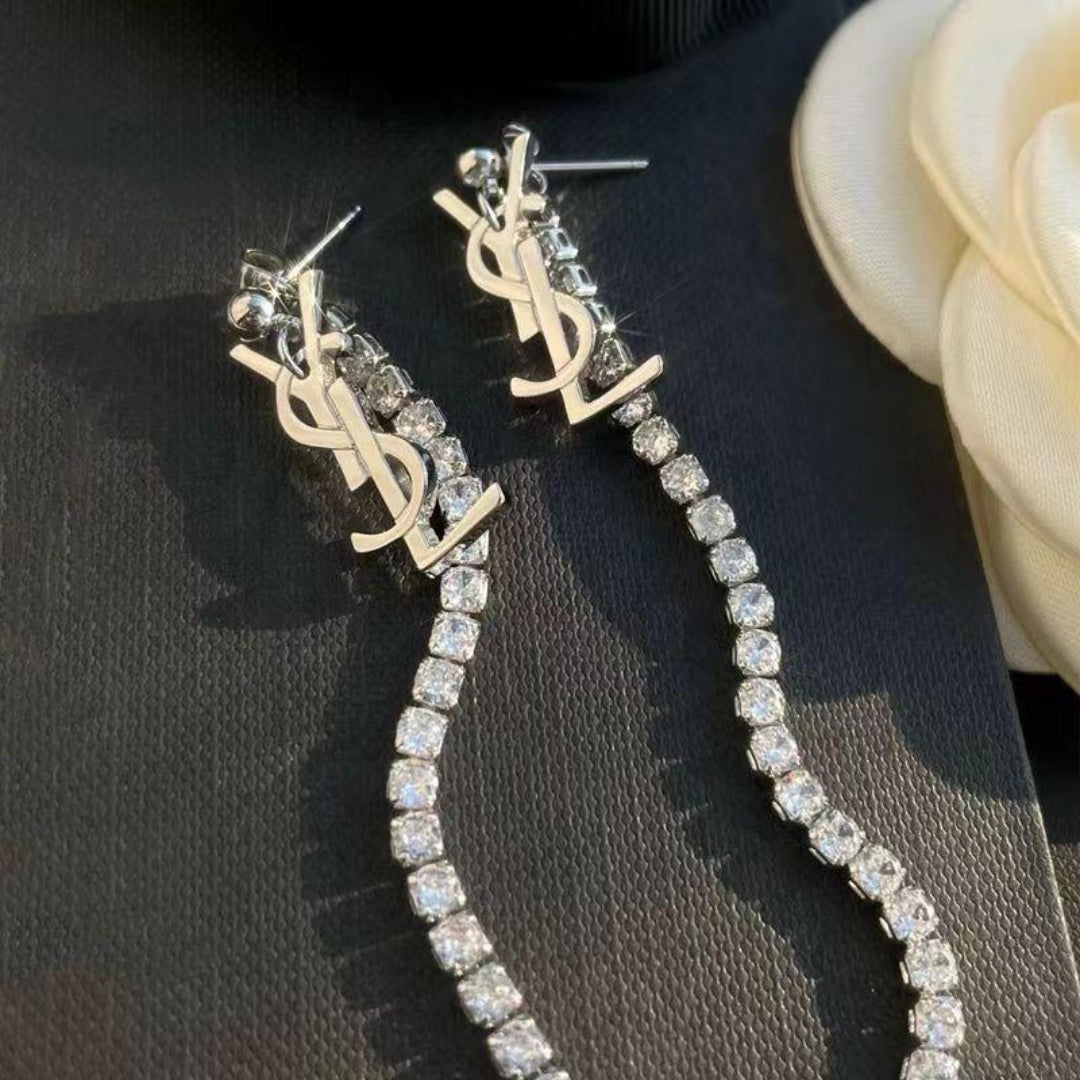 YSL Sparkling Crystal Drop Earrings