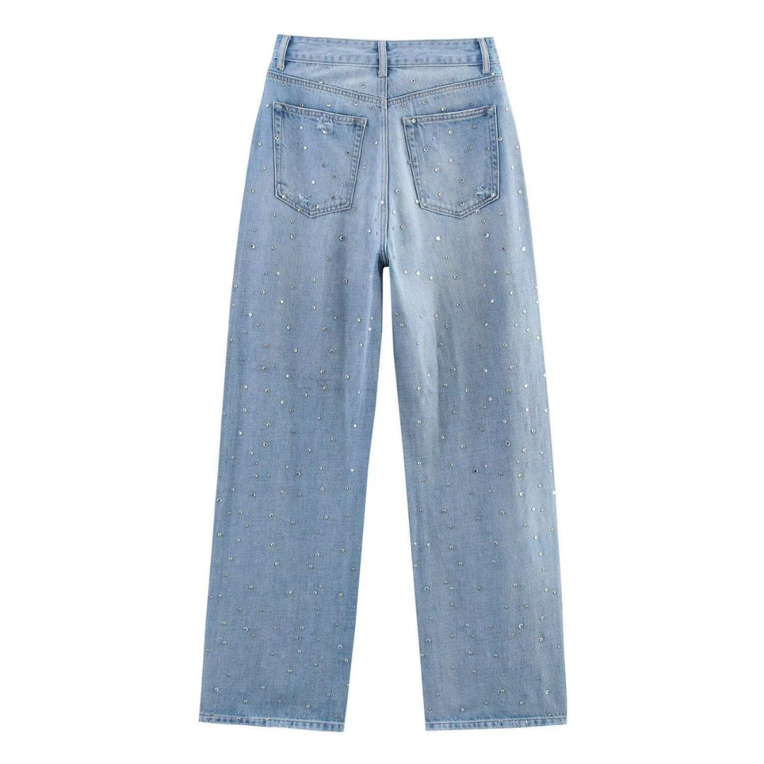 Embellished Straight-Leg Denim Jeans