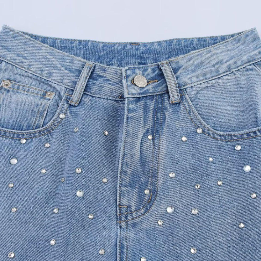Embellished Straight-Leg Denim Jeans