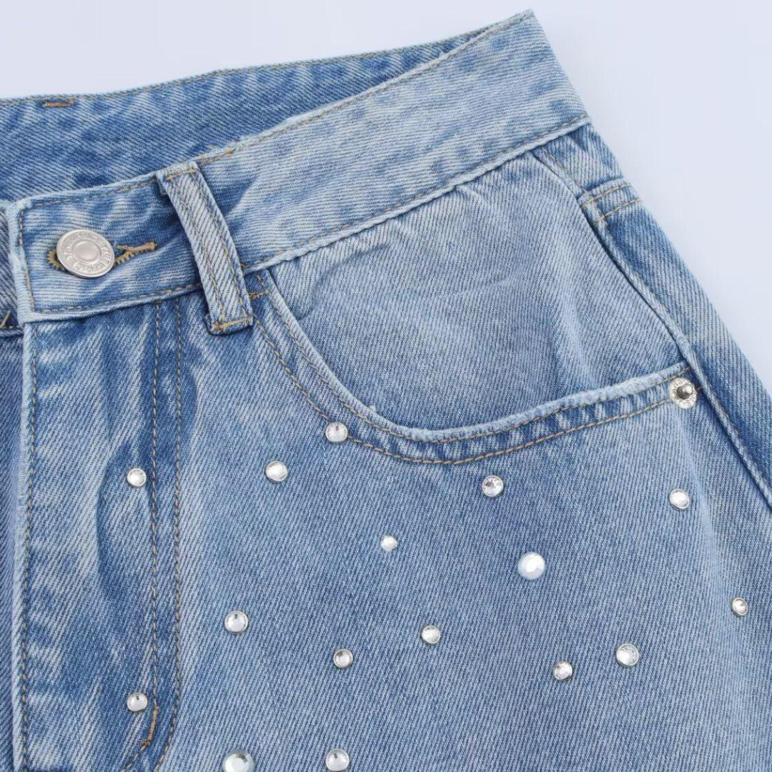 Embellished Straight-Leg Denim Jeans