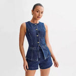Chic Sleeveless Denim Co-Ord Set
