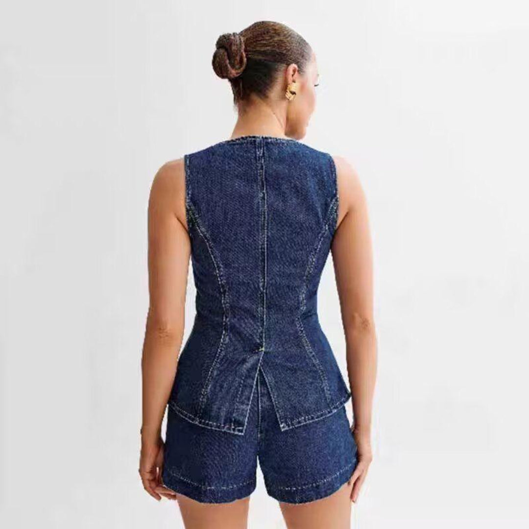 Chic Sleeveless Denim Co-Ord Set