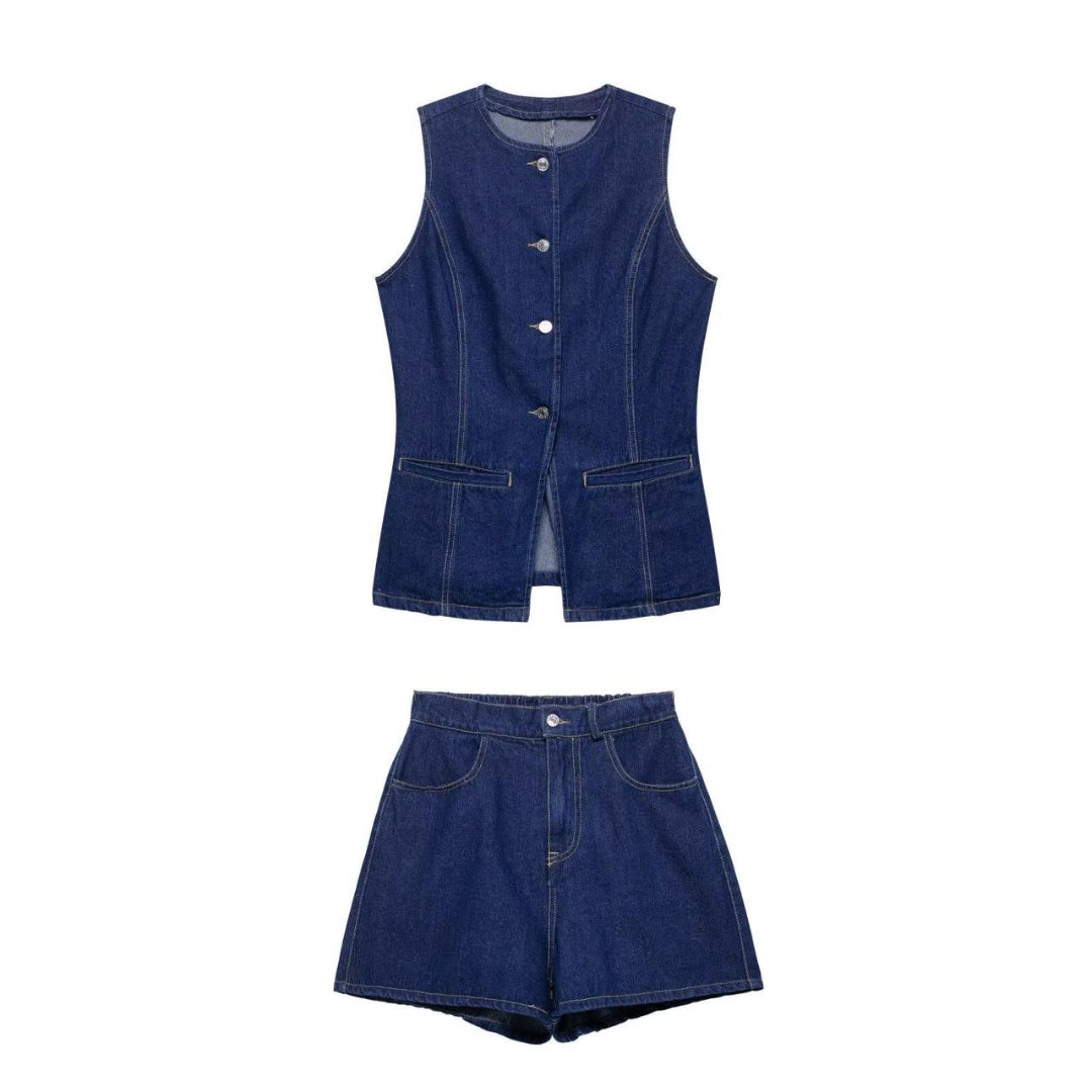 Chic Sleeveless Denim Co-Ord Set
