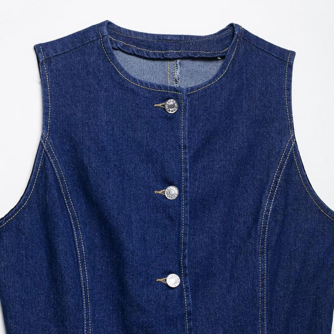 Chic Sleeveless Denim Co-Ord Set