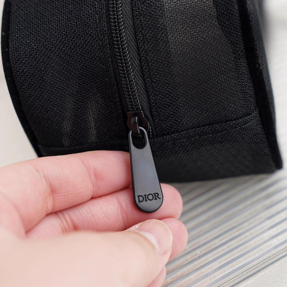 Dior Black Raglan Mesh Velvet Cosmetic Bag