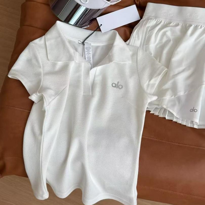 Alo Yoga Ribbed Short Sleeve Polo Crop Top