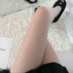 Sheer Tights with White Glitter Speckles