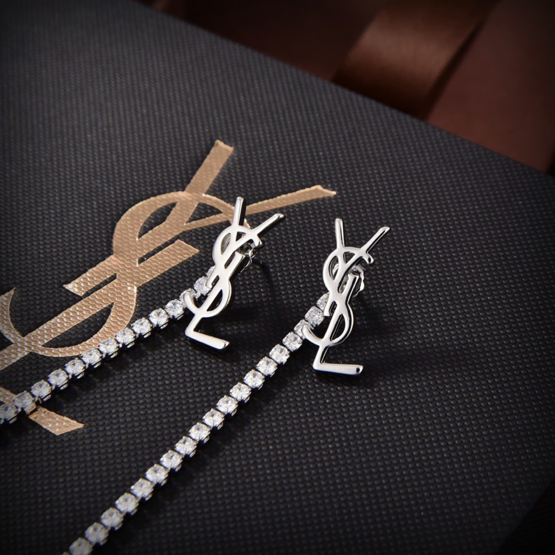 YSL Sparkling Crystal Drop Earrings