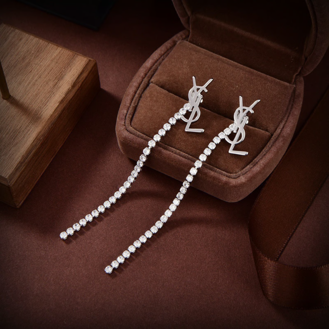 YSL Sparkling Crystal Drop Earrings