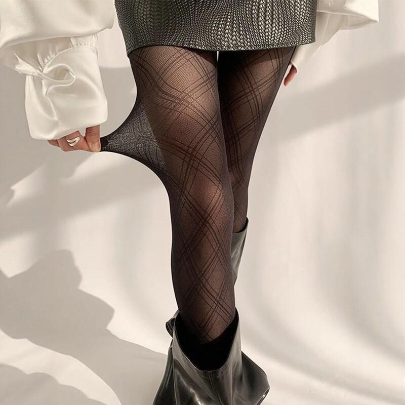 Sheer Plaid Tights