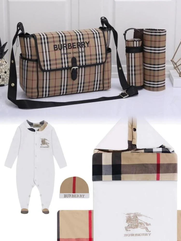 Burberry Vintage Check & Leather Diaper Bag w/ Changing Pad