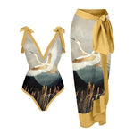 Printed Swimsuit with Sarong Set