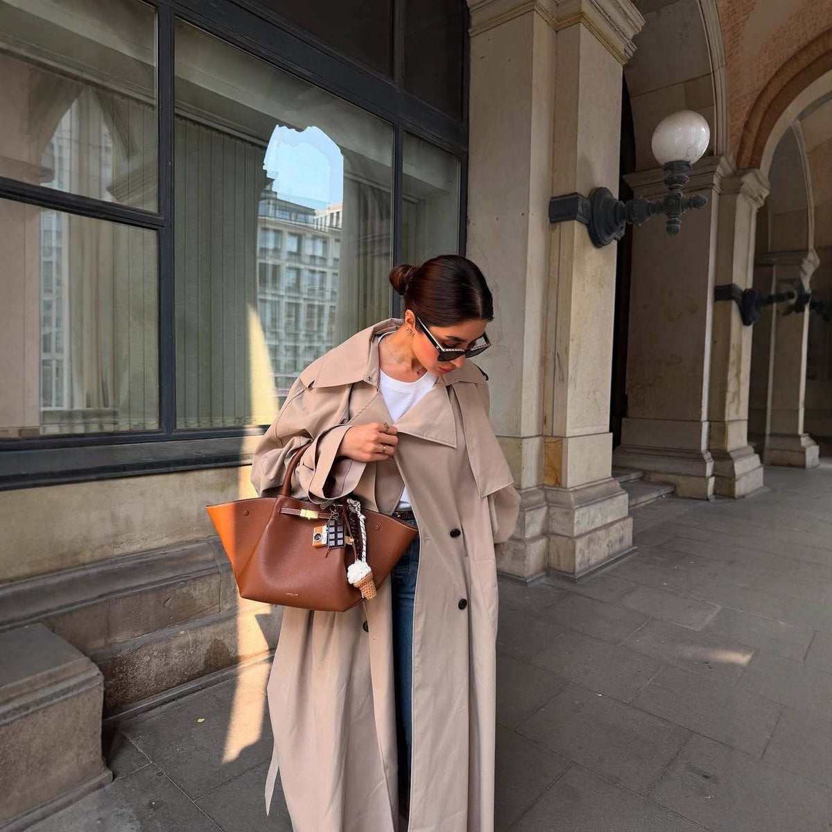 Rufus Caped Trench Coat In Beige