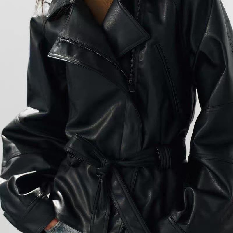 Zara Leather Effect Belted Jacket