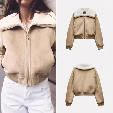 Zara Double-Faced Jacket with Ribbed Trims