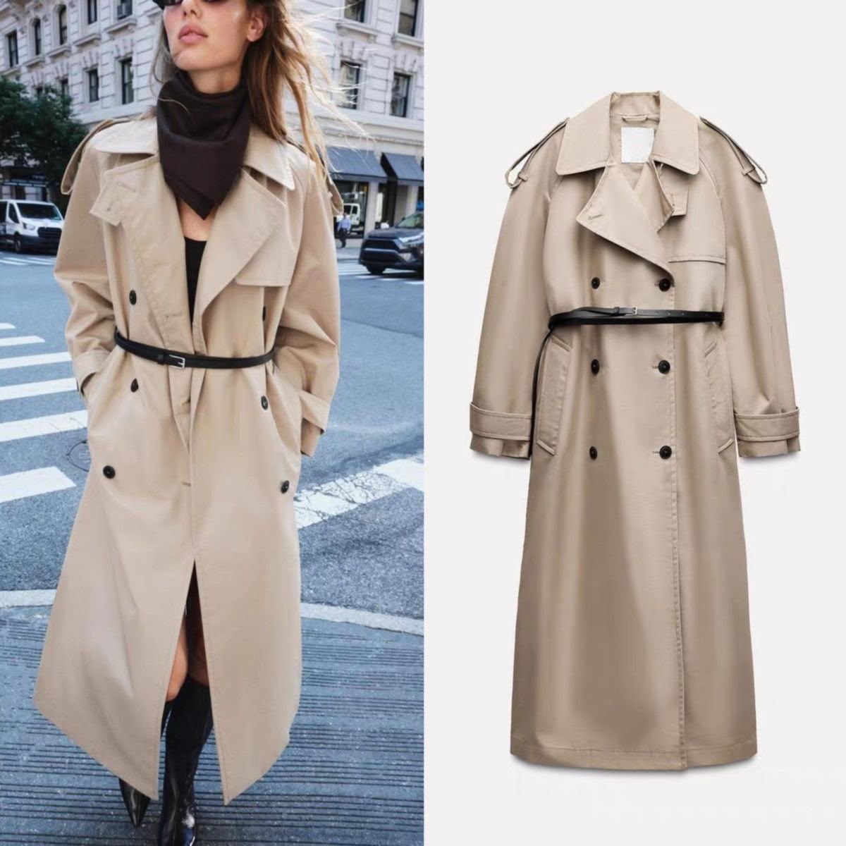 Zara Water-Repellent Oversized Trench Coat