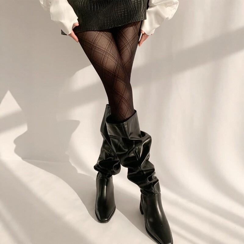 Sheer Plaid Tights