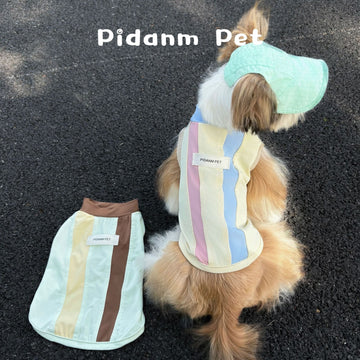 Pidanm Pet® Stylish Pastel Striped Vest & Sun Hat Set