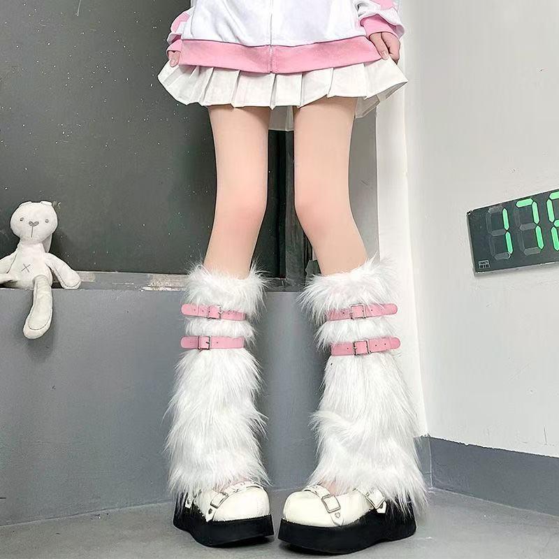 Fluffy faux-fur leg warmers