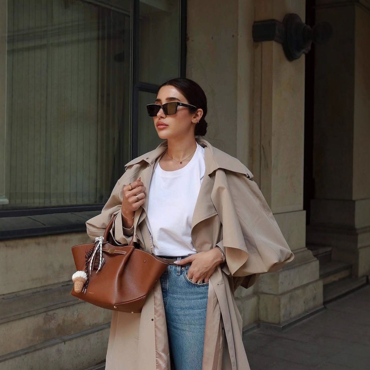 Rufus Caped Trench Coat In Beige