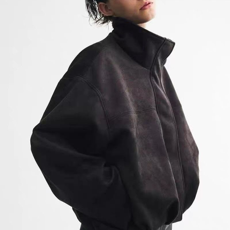 Zara Leather Effect Bomber Jacket
