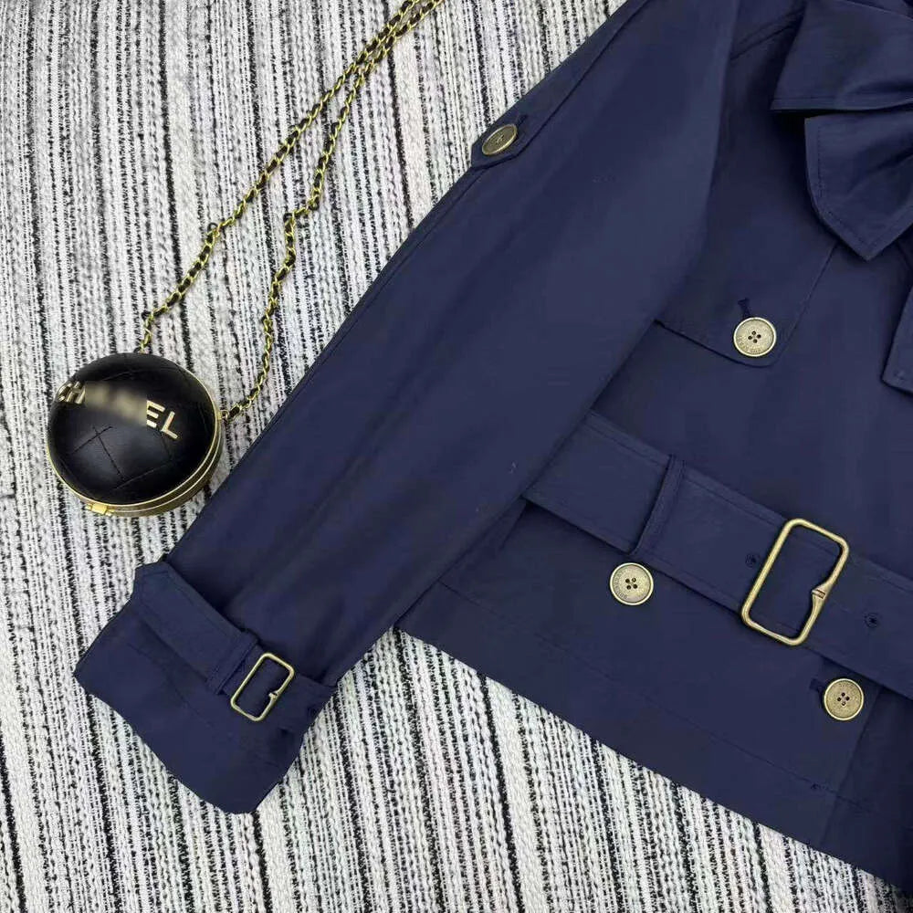 Cropped Trench Coat with Bow-Tie Front