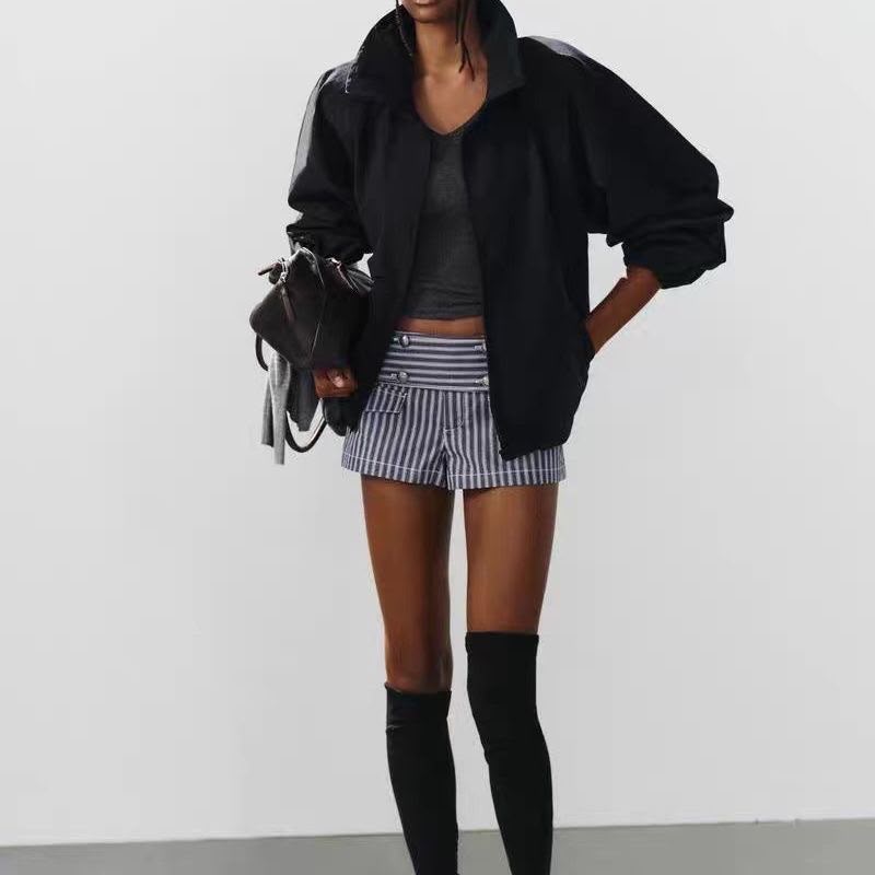 Zara  Technical Fabric Jacket with Shoulder Pads