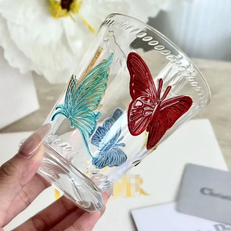 Dior Hand Painted Glass Creative Graffiti Painting Stroke Water Cup
