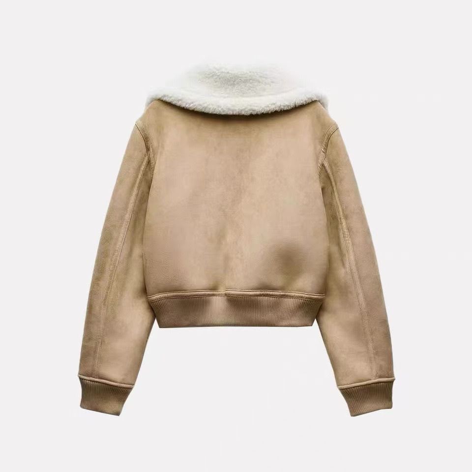 Zara Double-Faced Jacket with Ribbed Trims