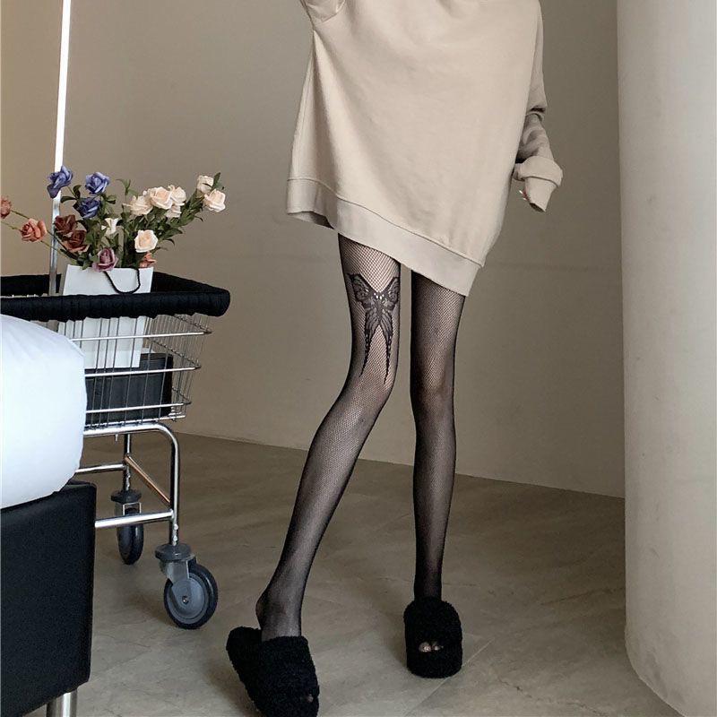 Black Lace Pattern Fishnet Tights