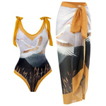 Printed Swimsuit with Sarong Set