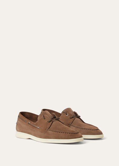 Loro Piana Sea-Sail Walk Suede Boat Shoes