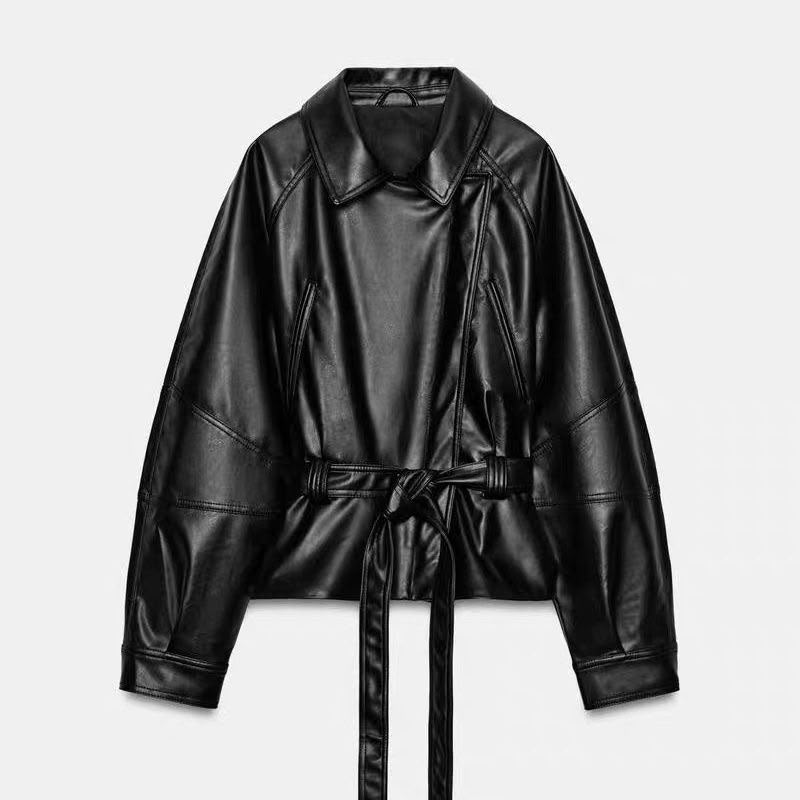 Zara Leather Effect Belted Jacket