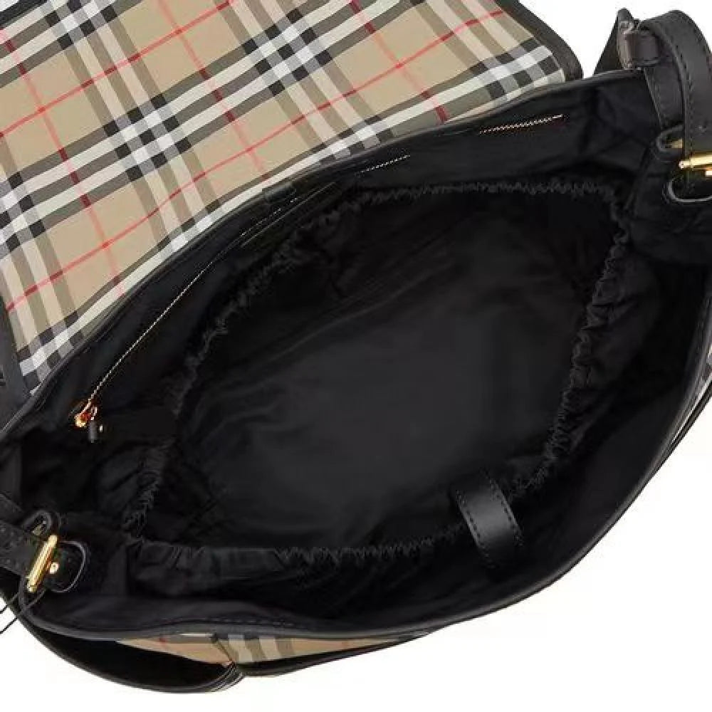 Burberry Vintage Check & Leather Diaper Bag w/ Changing Pad
