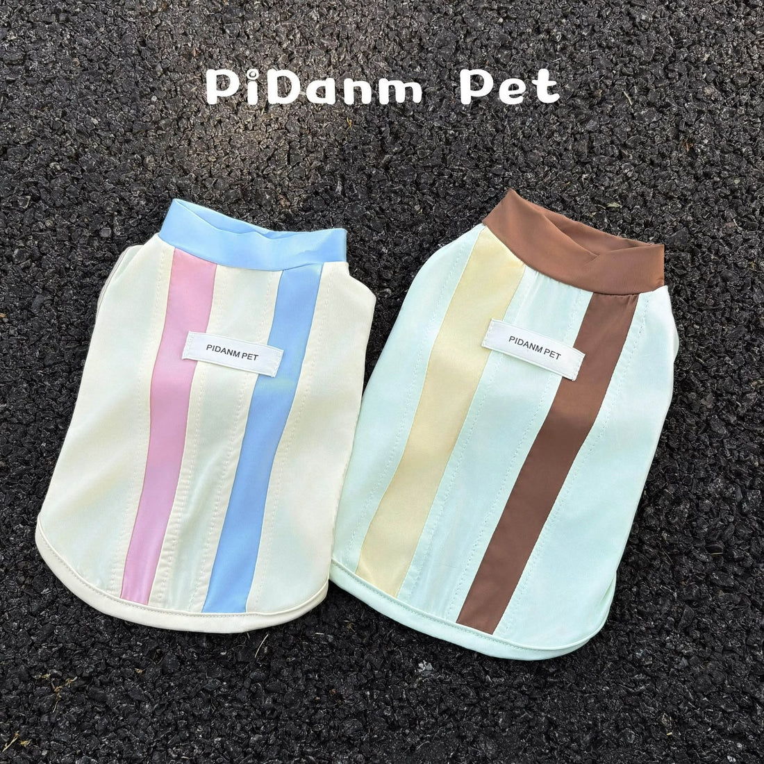 Pidanm Pet Pastel Striped Pet Vest and Sun Hat Set